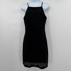 Banana Republic Black Spaghetti Strap Dress Laser Cut Hem Cocktail Women’s  4